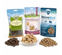 Bellfor Set de Snacks hipoalergénicos para Perros: Landgut-Happen 200 g + Insectos con Zanahoria 50 g + MicroBell Snack 100 g. Sin Vacuno, Pollo, Cereales ni Gluten