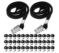 BELLIFFY 100 Piezas Cordones para Credenciales con Clip Tipo Bulldog, Cordones Planos de Algodón y Metal, Negro, para Eventos y Eventos Empresariales, para Personal y Estudiantes