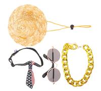 BELLIFFY 1juego Disfraz De Mascota para Gato y Gafas Sombrero De y Collar Dorado Kit De Accesorios De Cosplay y Fotografías
