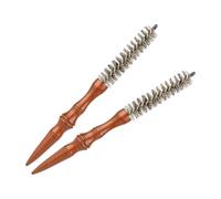 BELLIFFY 2 Piezas Cepillo Redondo Pequeño de Cerdas de Jabalí para Pelo Rizado y Barba Peine Moldeador Multifuncional con Mango de Madera Diseño Espiral Antista Tico para Peinados Definidos