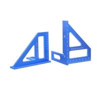 BELLIFFY 2 Piezas Regla Triangular de Carpintería de Aleación de Aluminio Azul, Herramienta de Trazado y Medición Precisa para Madera, para Reformas del Hogar y Proyectos Profesionales,