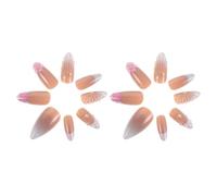 BELLIFFY 24 Piezas Uñas Postizas con Flores Cobertura Completa Diseño Uñas Cortas Artificiales Presionables para Manicura Femenina Fáciles de Aplicar Brillo Destellante