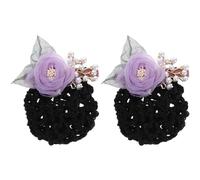 BELLIFFY 2piezas Flower Hair Bun Nets for Women Elegant Hair Clips for and Stewardesses Comfortable Fabric Secure Grip