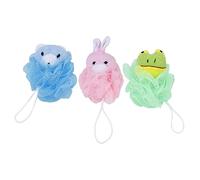 BELLIFFY 3 Bolas de Baño con Dibujos de Animales para Ducha Spa Esponja de Malla para Baño de Niños Y Niñas Diversión en El Baño