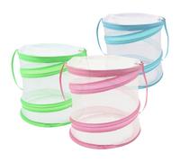 BELLIFFY 3 Jaulas Cilíndricas para Insectos Malla Transpirable, Caja de Observación, Incubadora Portátil en Colores Verde, Rosa y Azul para Educación Científica