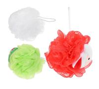 BELLIFFY 3 Piezas Esponjas Ducha Exfoliantes Navideñas Accesorios Baño Suaves y Exfoliantes Bolas de Malla para Limpieza Piel con Diseños Santa Árbol y Copo para Uso Diario Ducha