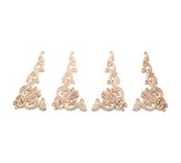 BELLIFFY 4 Apliques Adhesivos Decorativos de Madera Sintética para Muebles, Pintables, Color Caqui, Ideales para Decoración del Hogar en Paredes y Muebles