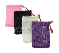 BELLIFFY 4 Piezas Bolsas de Jabón con Cordón Bolsa de Malla Espumante Exfoliante Antideslizante Africana para Fregar Secado Rápido Almacenamiento Compacto para Ducha y Viaje
