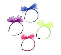 BELLIFFY 4piezas Diademas Elásticas Gran Lazo Para Niñas De Vibrantes Neón Accesorios De Cabello Adorables Para Disfraces y Uso Diario