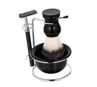 BELLIFFY 4piezas Kit De Para Hombre Maquinilla De Acero Inoxidable Cepillo De Barba y Soporte Incluye Cuenco Para Jabón De Afeitar Fácil De Limpiar y Transportar Para Viajes y Uso Diario