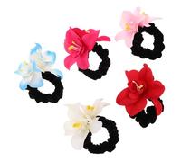 BELLIFFY 5 Piezas Elastic Floral Hair Ties Soft Fabric Scrunchies For Women Stretchy Ponytail Holders Gentle Hair Suitable For Long And Short Hairstyles