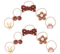 BELLIFFY 5pares of Elastic Hair Ties for Girls Soft and Gentle Ponytail Holders with Floral Bow Design Hair Accessories for Kids