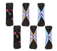 BELLIFFY 6 piezas Compresas Reutilizables Bambú con Diseño Absorbente Unidades Suaves y Ecológicas para Menstruación Femenina Seguro con Broches Cómodo y Transpirable Color Color Aleatorio