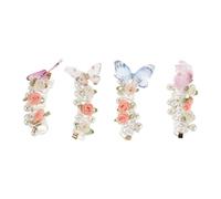 BELLIFFY 6 Piezas Gomas de Pelo Espiral con Perla y Flor Cinta Elástica Sin Daño Soporte Seguro y Cómodo para Coletas y Trenzas Accesorios para Mujeres Diarios y Fiesta Colores Azul Gris y