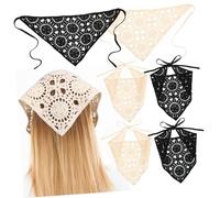 BELLIFFY 6piezas Diademas De Ganchillo Para Mujer Pañuelos Diseño Elegante Bandanas De Pelo Beige y Negro Accesorio De Moda Para y Decoración Del Cabello