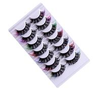 BELLIFFY 7pares Extensiones De Pestañas Permanentes Con Color Grupos De Pestañas Rizadas Para Cosplay Fácil De Usar