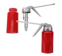 BELLIFFY Bidón Manual para Aceite de Motor 200 Ml Engrasador Metálico Rojo con Boquilla Larga para Lubricación Precisa de Motocicletas Bomba Manual de Alta Presión Pack 2 Unidades