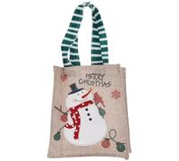 BELLIFFY Bolsa de Navidad Reutilizable de Yute Diseño de Muñeco de Nieve Bolsa para Dulces y Regalos Pequeños 1 Unidad Adecuado para Fiestas y Empaques Navideños