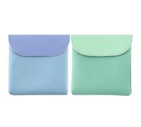BELLIFFY Bolsa para Compresas Higiénicas Portátil 2 Unidades PU Verde y Azul Contenedor Pequeño Multifuncional para Menstruación y Cuidado Personal Lavable y Práctica para Viaje