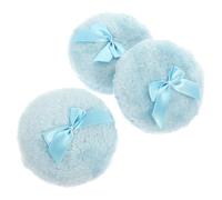 BELLIFFY Borla De Polvo Corporal Para Ñiño 3 Piezas Tamaño Mediano Algodón 100% Azul Lazo Suave Para Cuidado Infantil y Uso Doméstico