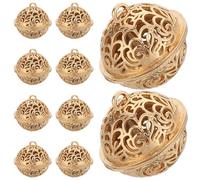 BELLIFFY Cascabeles Artesanales Huecos de Aleación de Estaño Galvanizados en Oro, Tamaño Mediano, Juego de 10 Piezas para Manualidades, Decoración Navideña y Campanas Colgantes Creativas