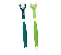 BELLIFFY Cepillo de Dientes para Perros y Mascotas Juego de 2 Piezas Cepillo Triple para Bucal Material PP Duradero Limpieza Efectiva de Alimentos y Sarro