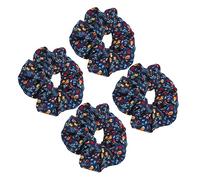 BELLIFFY Coleteros para El Pelo con Diseño Floral Único Color Azul Marino para Mujer Juego de 4 Accesorios Elásticos para El Pelo