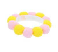 BELLIFFY Collar para Cachorros Ajustable Bolas de Peluche Decorativas Collar Delgado en Amarillo y Rosa XS para Perros y Gatos Accesorio Femenino para Mascotas