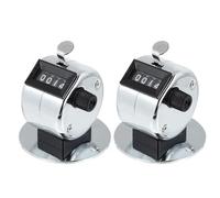 BELLIFFY Contador Manual Mecánico de Metal Plateado Portátil 4 Dígitos Paquete de 2 Unidades Contador de Clic sin Baterías para Estudiantes Control de Asistencia y Eventos