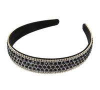 BELLIFFY Diadema Brillante Antideslizante Negra para Mujer, Diadema de Gemas de Imitación, Banda Cabello Estrecha, Uso Diario y Fiesta