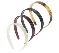 BELLIFFY Diademas de Rayas Vintage 2 CM 4 Piezas Accesorios de Resina Antideslizantes para Cabello Diademas Finas Minimalistas para Uso Diario Mujer y Niña Colores Burdeos Negro Crema