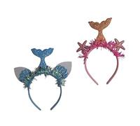 BELLIFFY Diademas Diseño De Estrella De Mar 2 Piezas Rosa y Azul, Tocados Para Niñas, Accesorios Cabello, Ideales Para Fiestas y Fotografías