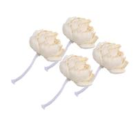 BELLIFFY Flor Difusora de Peonía 4 Piezas 8cm Hecha a Mano | Capas Multinivel, Papel Tetrapanax Papyriferus y Acabado Blanco, para Armario, Escritorio y Estantería