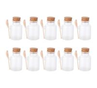 BELLIFFY Frasco de Baño Redondo 100g Cuchara de Madera, 10 Piezas