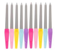 BELLIFFY Limas de Uñas de Acero Inoxidable Doble Cara 10 Piezas Mango de Plástico Antideslizante para Manicura y Pedicura Casa Pulidor de Uñas Ásperas y Herramienta Profesional Naturales