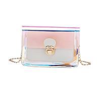 BELLIFFY Mini Bolso de PVC de Moda Bolso Cosmético con Cierre de Hebilla Bolso de Hombro Multiusos