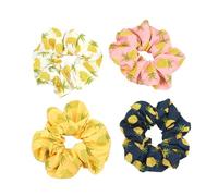 BELLIFFY Pack De 4 Elegantes Coleteros Elásticos Para El Pelo Para Mujer Con Estampado De Piña