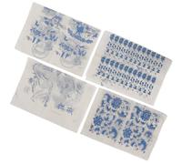 BELLIFFY Papel de Calcomanías para Cerámica Tradicional China, 4 Hojas de Transferencia para Arcilla, Diseño Clásico Azul y Blanco, Papel de Vidriado para Manualidades