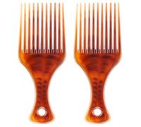 BELLIFFY Peines Pelo Mujer 2piezas de Plástico con Mango Color Café, Dientes Anchos, Resistentes E Ideales para Uso en Hotel y Viaje
