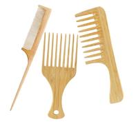 BELLIFFY Peines Profesionales y Dientes Anchos Juego de Peines de Bambú Diseño Ergonómico que No Dañan el Cuero Cabelludo para Peinar y Desenredar para Hombres