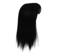 BELLIFFY Peluca Invisible Cepillo De Pelo Pelucas Muñeca Women Borgoña Estilo Accesorios Real Cabello Humano Adorno De Postizo Postizos Para Mujeres Black Fibra Química