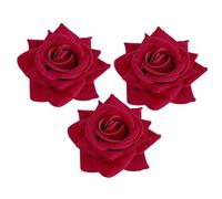 BELLIFFY Pinzas Pelo Forma de Rosa Simulada de Terciopelo, 3 Unidades Medianas de 8.5 Cm en Rojo Intenso, Accesorios para Mujer Ideales para Fiestas, Viajes y Uso Diario