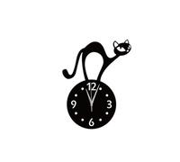 BELLIFFY Reloj de Pared Superficie Espejo Negro de Gato Decorativo | Acrílico, Limpieza Sencilla Ruido, para Vidrio y Paredes, Adecuado en Cuarto Infantil y Librería