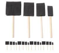 BELLIFFY Set de 24 Pinceles Redondos de Esponja Negra Mango de Madera 4 Tamaños para Manualidades Pintura Esponja Proyectos de Bricolaje Artísticos