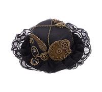 BELLIFFY Sombrero De Copa Retro Steampunk Accesorio De Rendimiento Cabello Negro Para Fiestas Temáticas