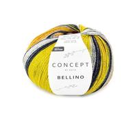 BELLINO by Concept de Katia ovillos de 150 gramos y 550 metros. (205 - Rojo-Amarillo limón-Verde-Azul)