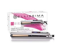 Bellissima Imetec B9 400, Plancha de pelo para peinado liso u ondulado, revestimiento de cerámica y queratina, placas redondeadas, digital, visor LCD