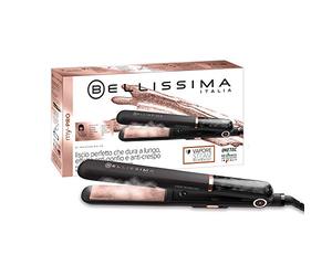 Bellissima Imetec My Pro Steam B28 100, Plancha de pelo con vapor profesional, efecto liso anti-encrespado, revestimiento en cerámica, temperatura regulable, calentamiento rápido, color negro