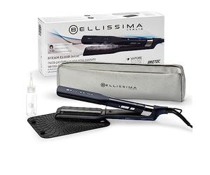 Bellissima Steam Elixir Deluxe Plancha Alisadora, Alisa El Cabello en un Solo Paso sin Dañarlo, Revestimiento de Cerámica y Queratina, Calentamiento Rápido, 4 Temperaturas, Diseño Redondeado