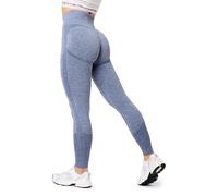 Bellivalini Leggins Deportivos para Mujer Mallas Push up de Cintura Alta Slim Fit de Yoga y Gimnasio BLV50-254 (Azul Melange, XL)